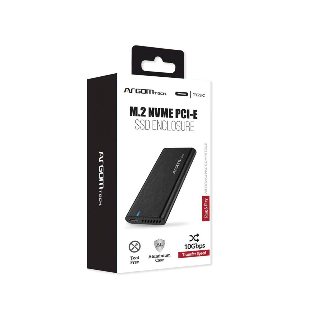 ENCLOSURE ARGON AC-1038 M.2 MVMW PCI-E SSD USB-TYPE C NEGRO