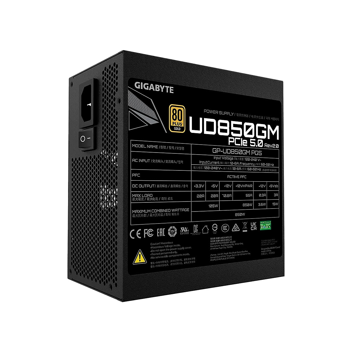 FUENTE DE PODER GIGABYTE 850W 80 PLUS GOLD ATX POWER SUPPLY