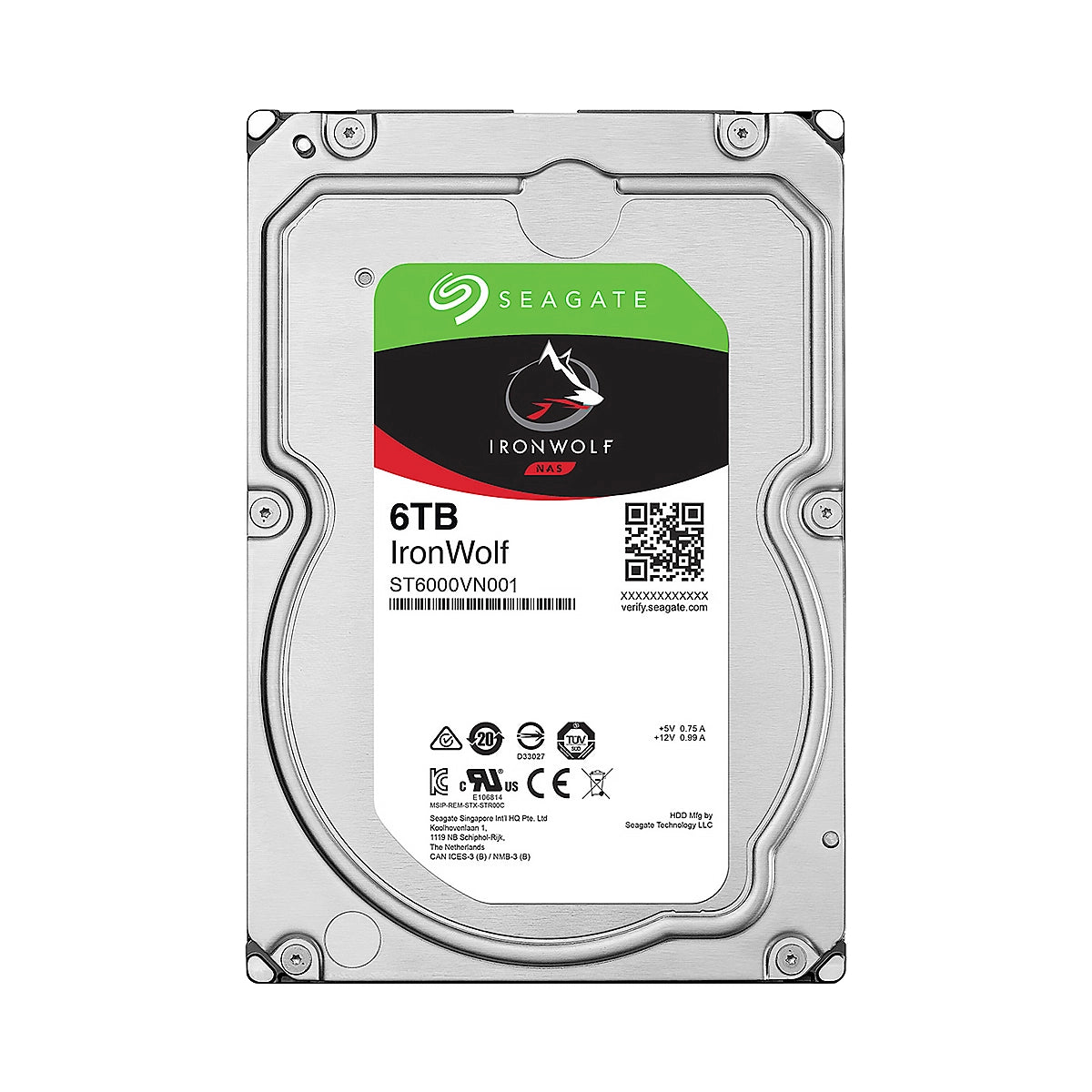 HDD SEAGATE IRONWOLF ST6000VN001 6TB 3.5Inch 5400RPM 256MB SATA 6Gbps NAS 3Y