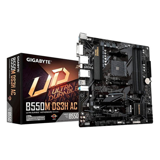 MBO GIGABYTE B550M DS3H AC AMD AM4 RYZEN 4-DDR4 WIFI BT HDMI DVI-D M.2 PCIE MATX