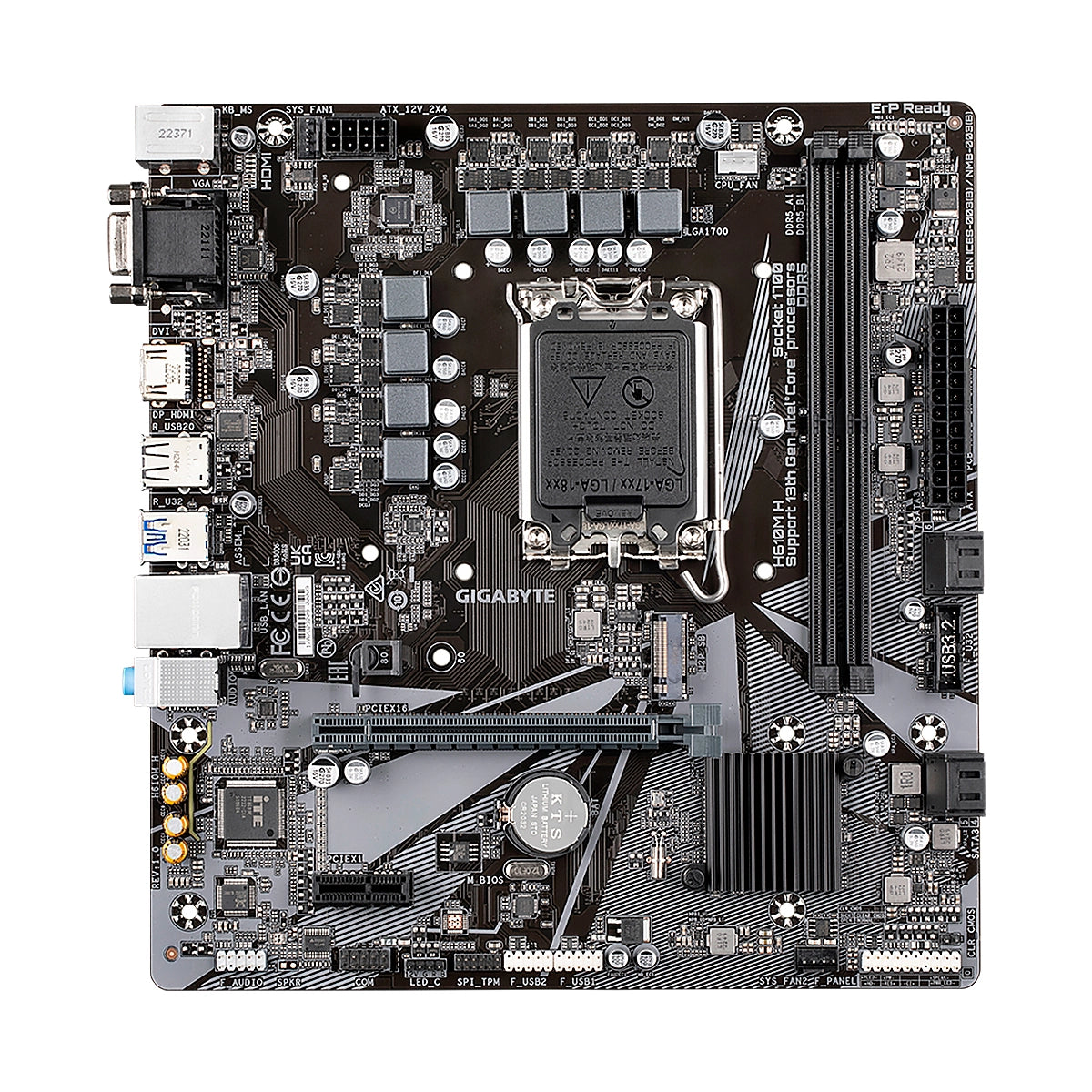 MBO GIGABYTE H610M-H 13VA LGA1700 DDR5 D-SUB HDMI M.2 8USB2.0 4USB3.2 PCIE4.0 mATX