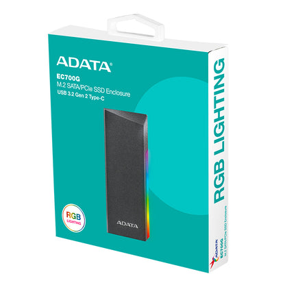 Enclosure ADATA EC700G M.2 PCIe SATA USB 3.2 Gen 2 RGB