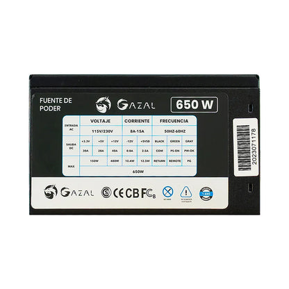 Fuente de poder ATX GAZAL 650W
