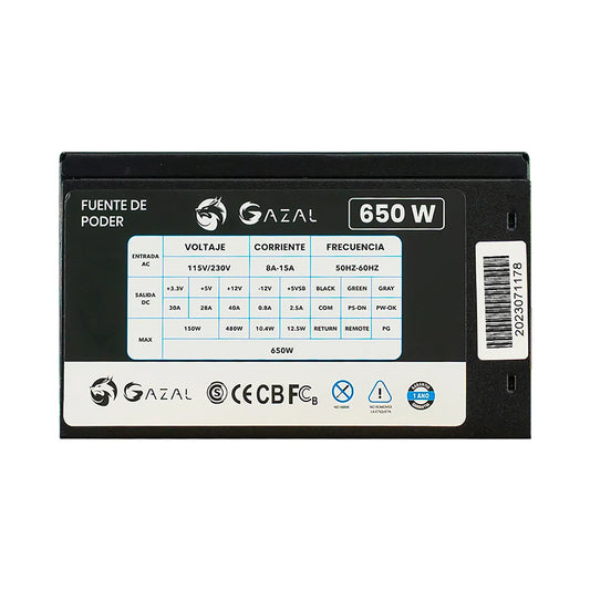 Fuente de poder ATX GAZAL 650W